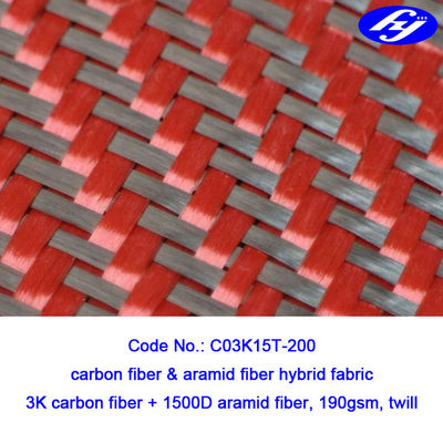 Tissu rouge noir/rouge du tissu 200gsm Kevlar Para Aramid d'Aramid de carbone du sergé 2x2