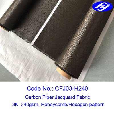 Tissu de jacquard de fibre de carbone du modèle 3K de nid d'abeilles/hexagone pour les pièces composées